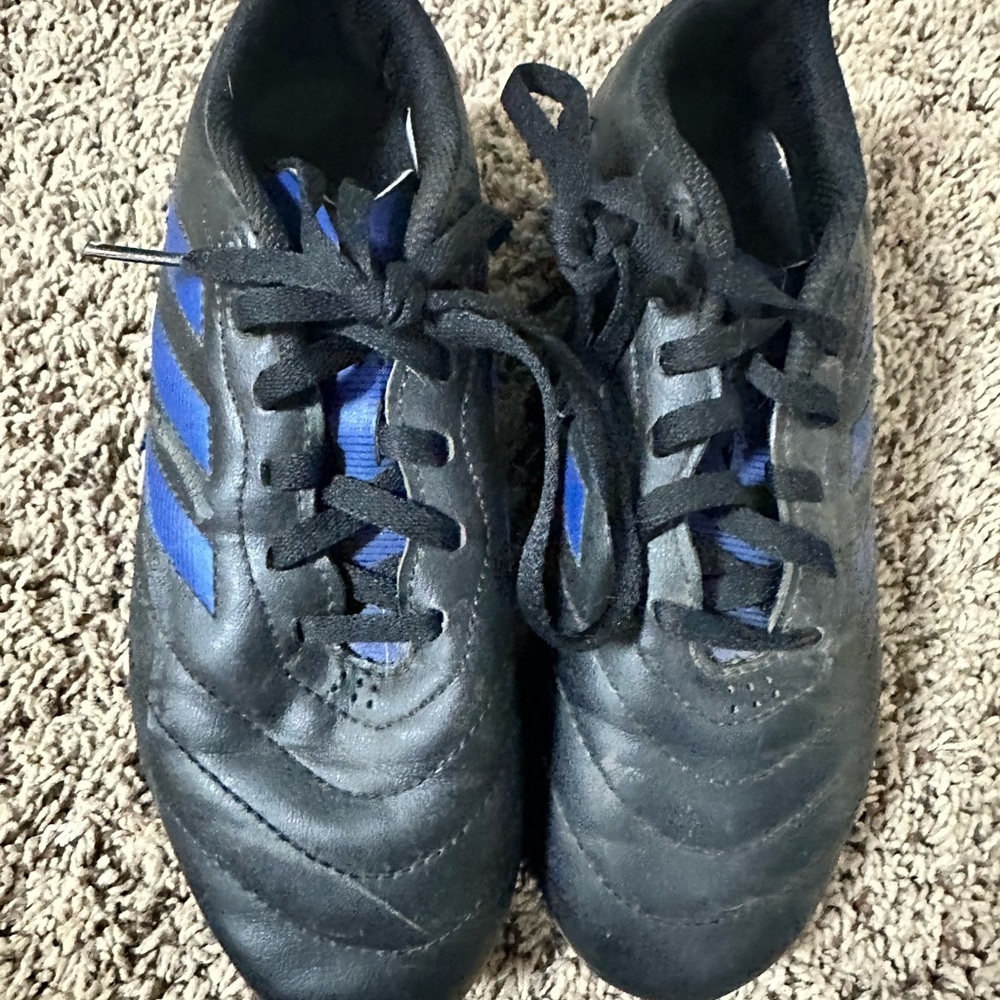 Adidas Kids Black and Blue Soccer Shoes